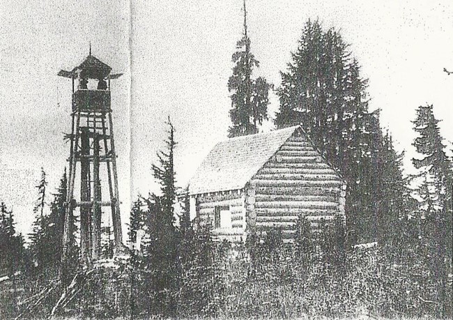 Circa 1924 photo of Beckler Peak lookout by Norm McCausland