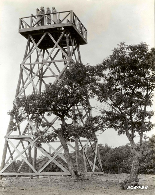 Original wooden tower (1935 photo)