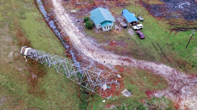 Toppled after Hurricane Michael in 2018