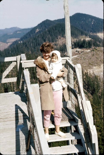 Fire lookout Alan Howard's wife and daughter in 1966