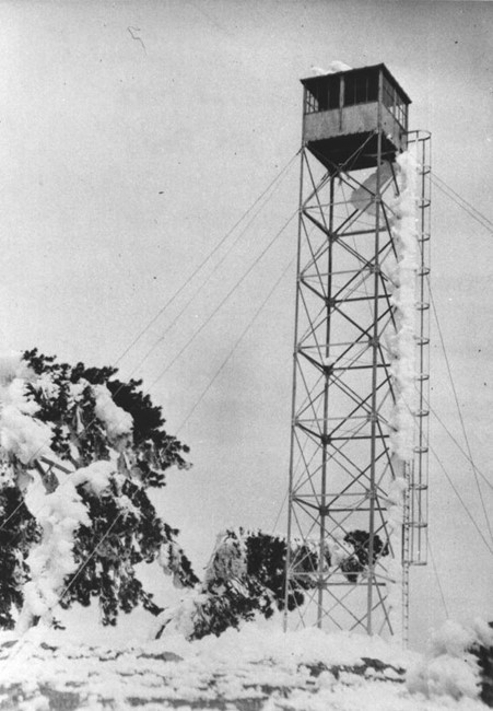 Bodle Peak Lookout at its original site on Blue Ridge - Relocated 1930