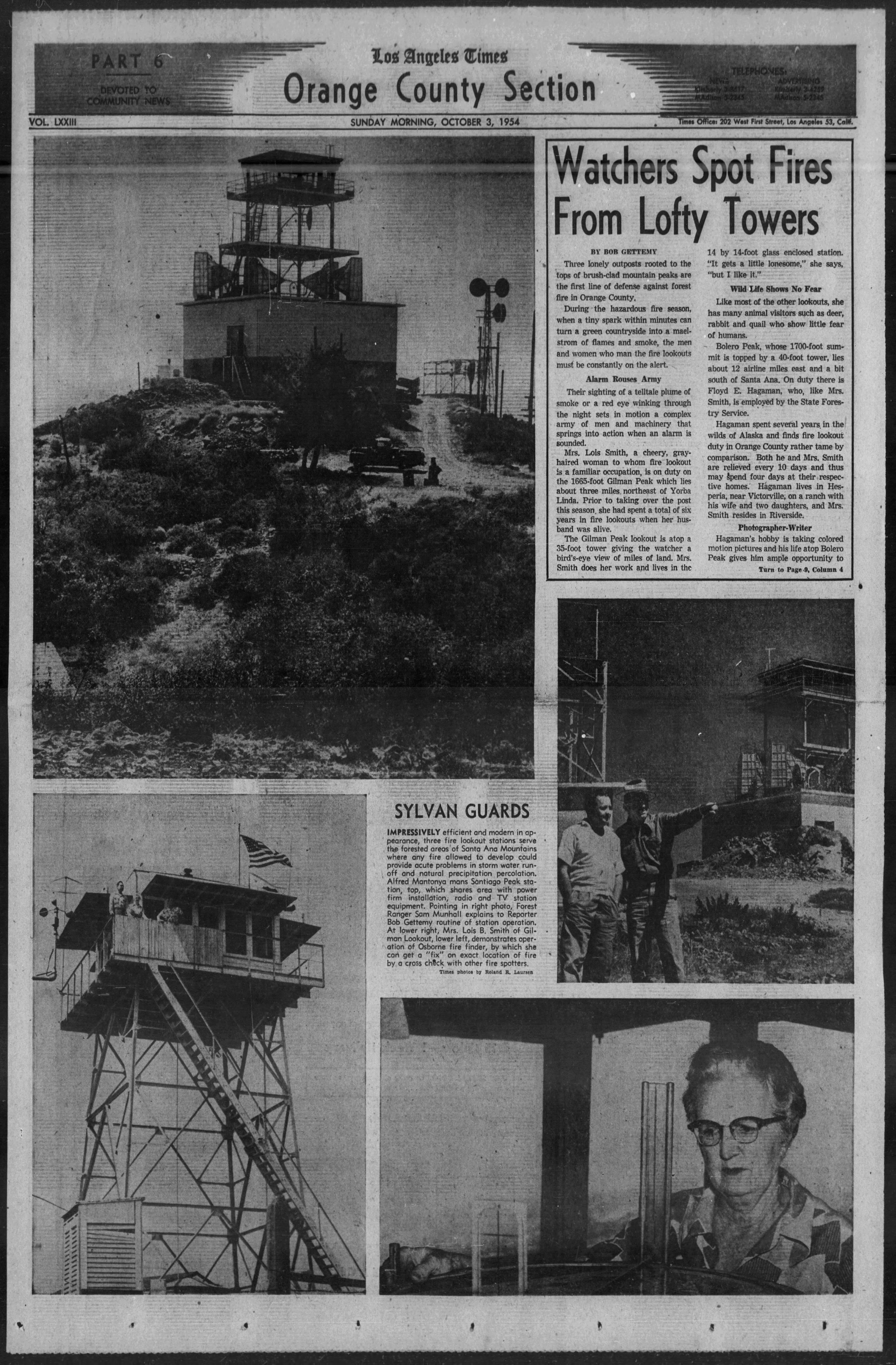 Watchers Spot Fires From Lofty Towers