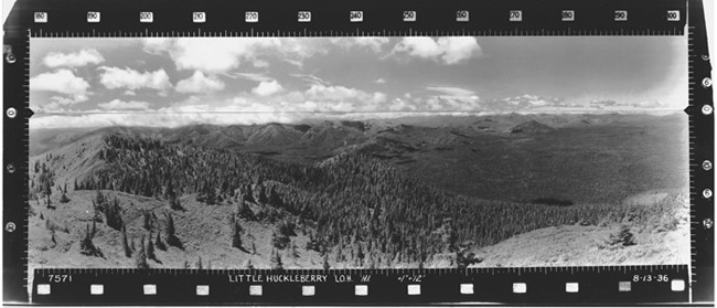 Little Huckleberry Mountain Lookout panoramic 8-13-1936 (SW)