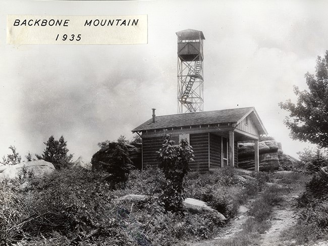 Backbone Tower and cabin in 1935