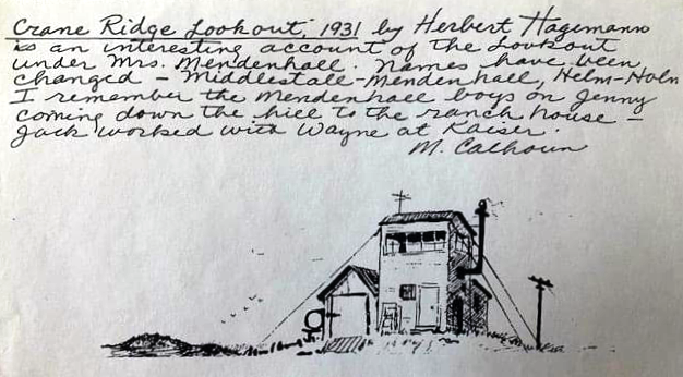 Crane Ridge Lookout - Period Sketch and Memoir